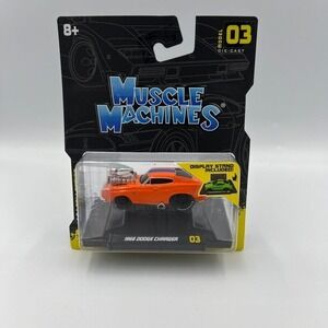 1966 Dodge‎ Charger Muscle Car Orange Diecast Model w/ Display Stand New